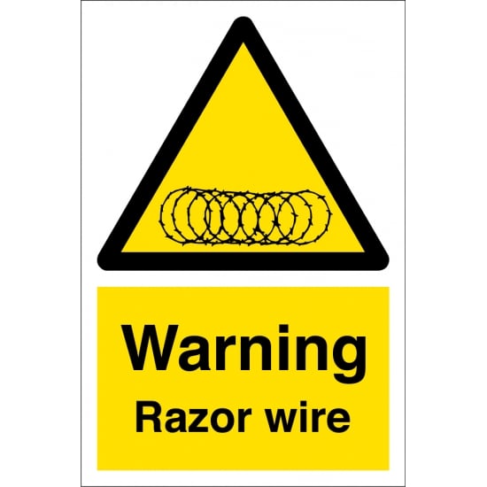 Warning Razor Wire Signs