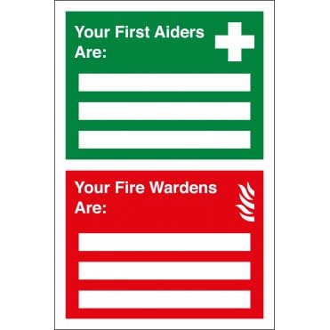 Your First Aiders Are Your Fire Wardens Are Sign